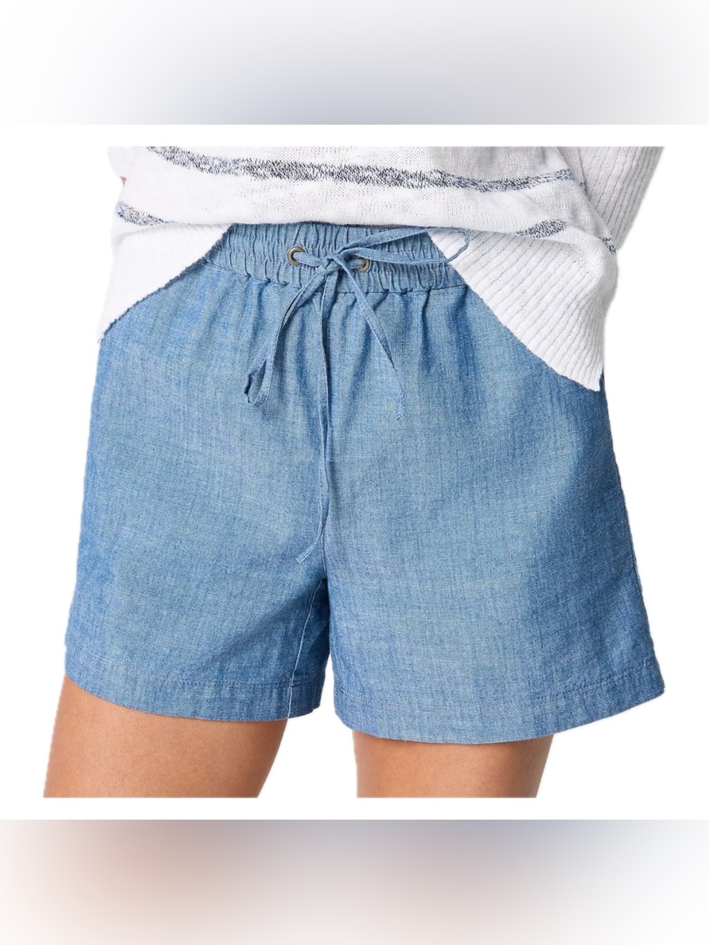 J. Crew Chambray drawstring short in Med Eco Blue Wash NWT
